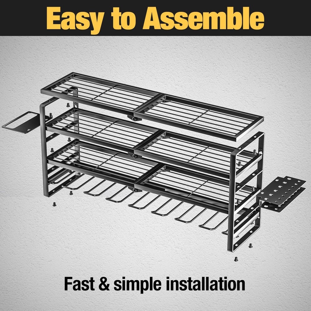 YYR 4 Layer Power Tool Organizer Wall Mount, Cordless Drill Hanger Storage Ra...