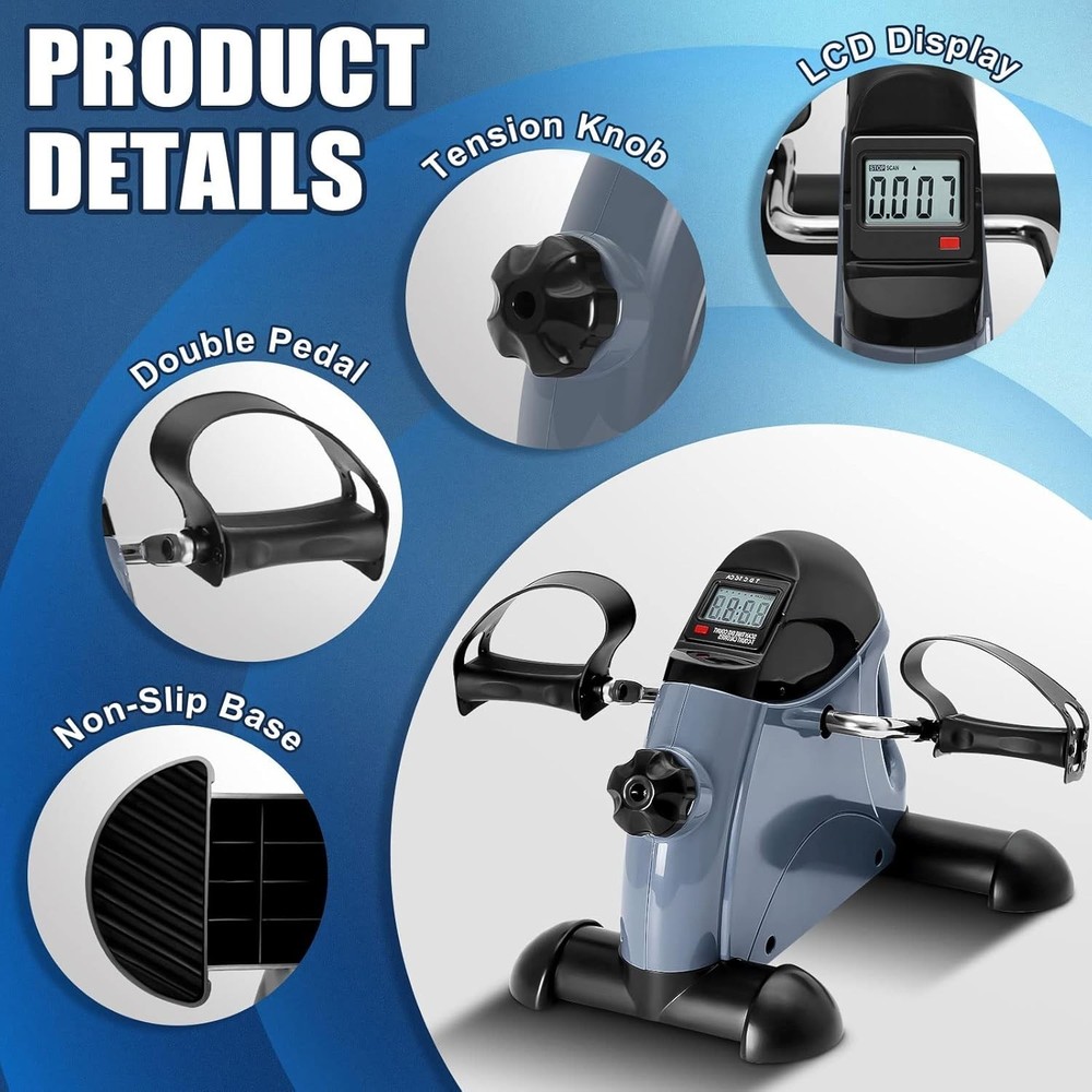 Adjustable Resistance Mini Exercise Bike for Arm & Leg Workouts - Compact Design