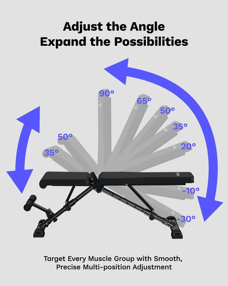 Upgraded Adjustable Weight Bench, Bench Press Full Body Workout, Quick Fold S...