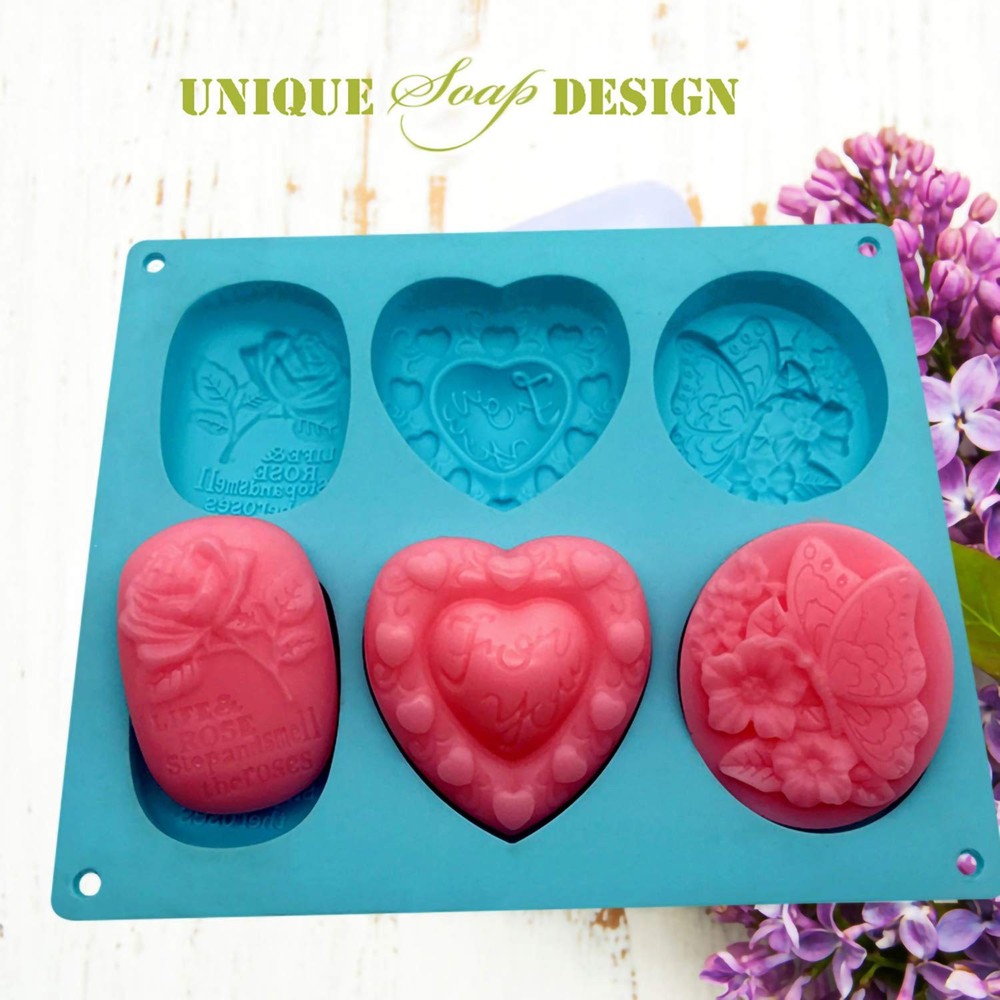 3 Pack Silicone Soap Molds 6 Cavities Mixed Patterns Easy Release