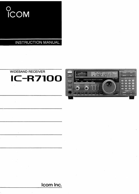 ICOM IC-R7100 R7100 INSTRUCTION MANUAL