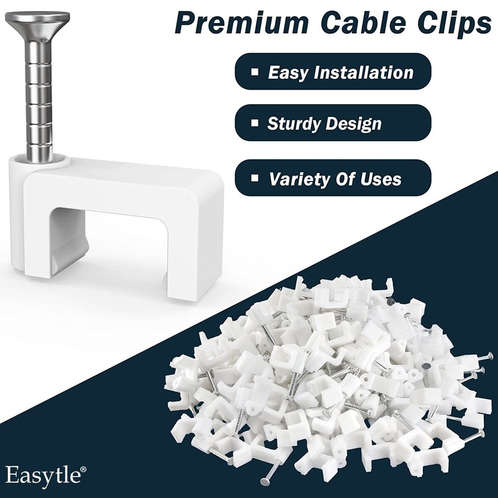 Cable Clips Nail in 100 Pcs 8mm Flat Ethernet x 10mm
