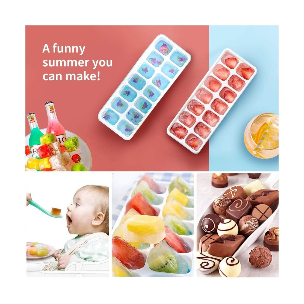 Ice Cube Trays 4 Pack, Airabc Silicone with Removable Lid, Easy-Release Flexi...