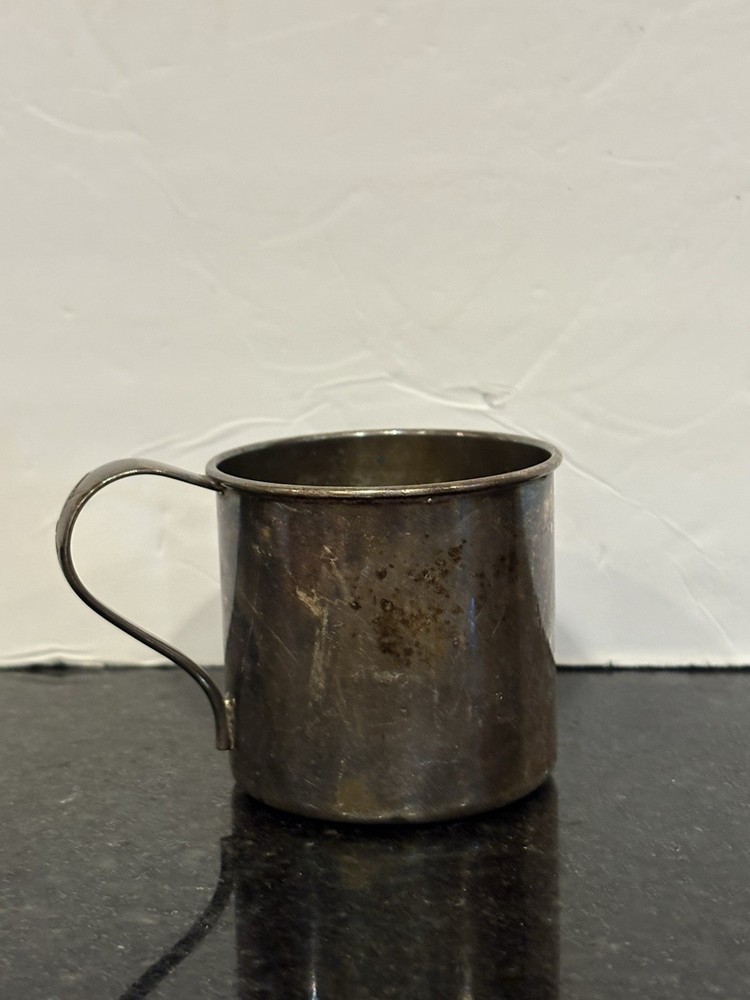 Vintage Silver Plated Child’s Cup. One Ornate Handle.
