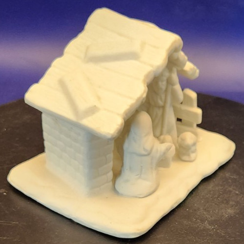 Mini Ceramic 4" Bisque NativityManger Scene