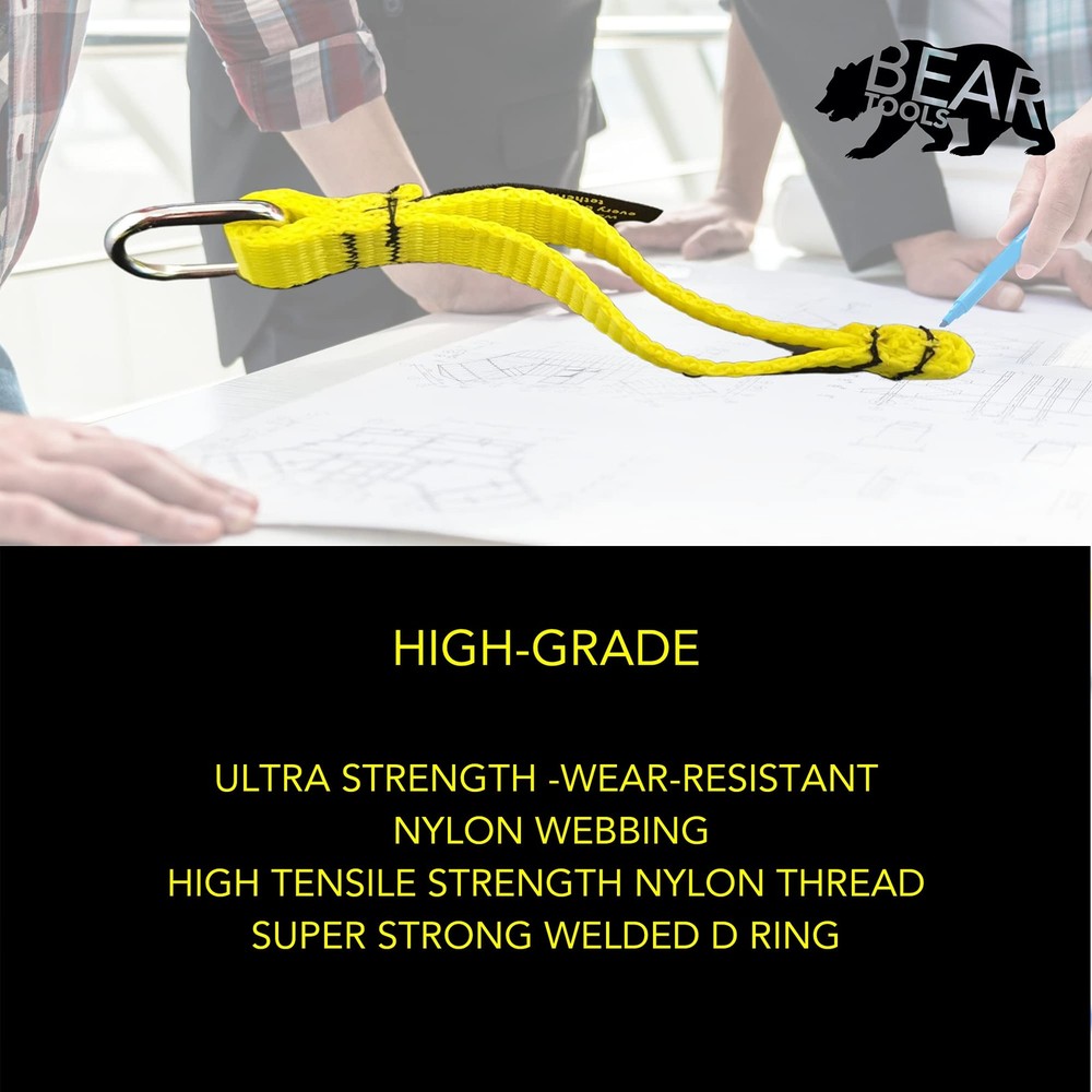 Yellow Flat Dring Tool Tail Tethers 2in1 Application Max Load 0.9kg 12cm X 12mm