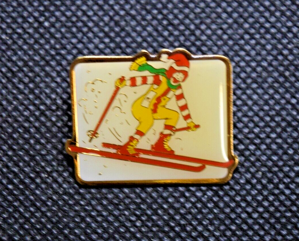 Ronald McDonald Clown Skiing Ski Pin
