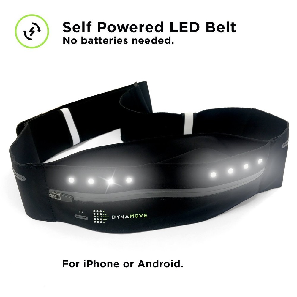 Dynamove Running belt for Iphone or Android with Motion Powered LEDs (S,M, or L)