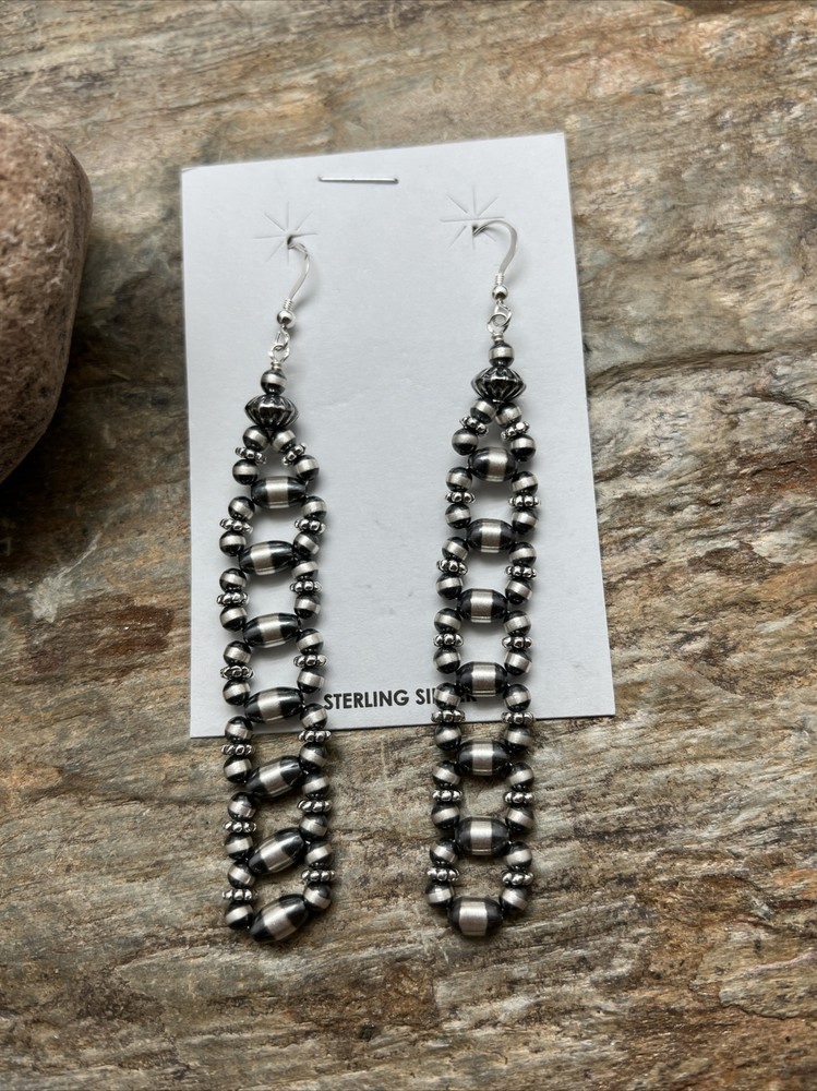 Sterling Silver Pearls Bead Earrings.