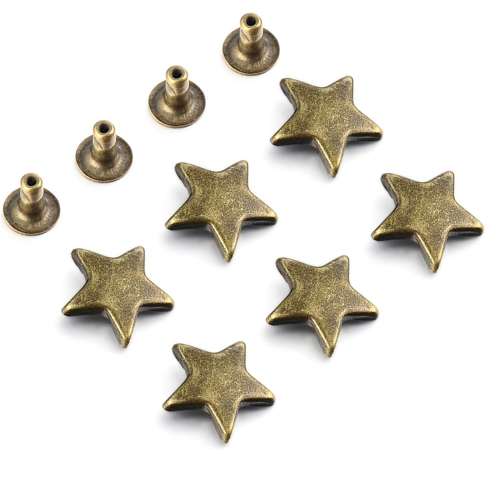 100 Sets 12MM Bronze Star Rivets for Leather Star Rivet Studs Garment Rivets ...