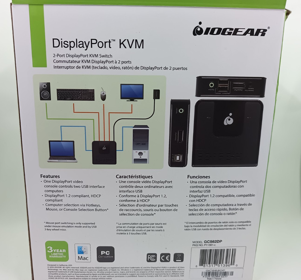 IOGEAR GCS62DP KVM Switch Box