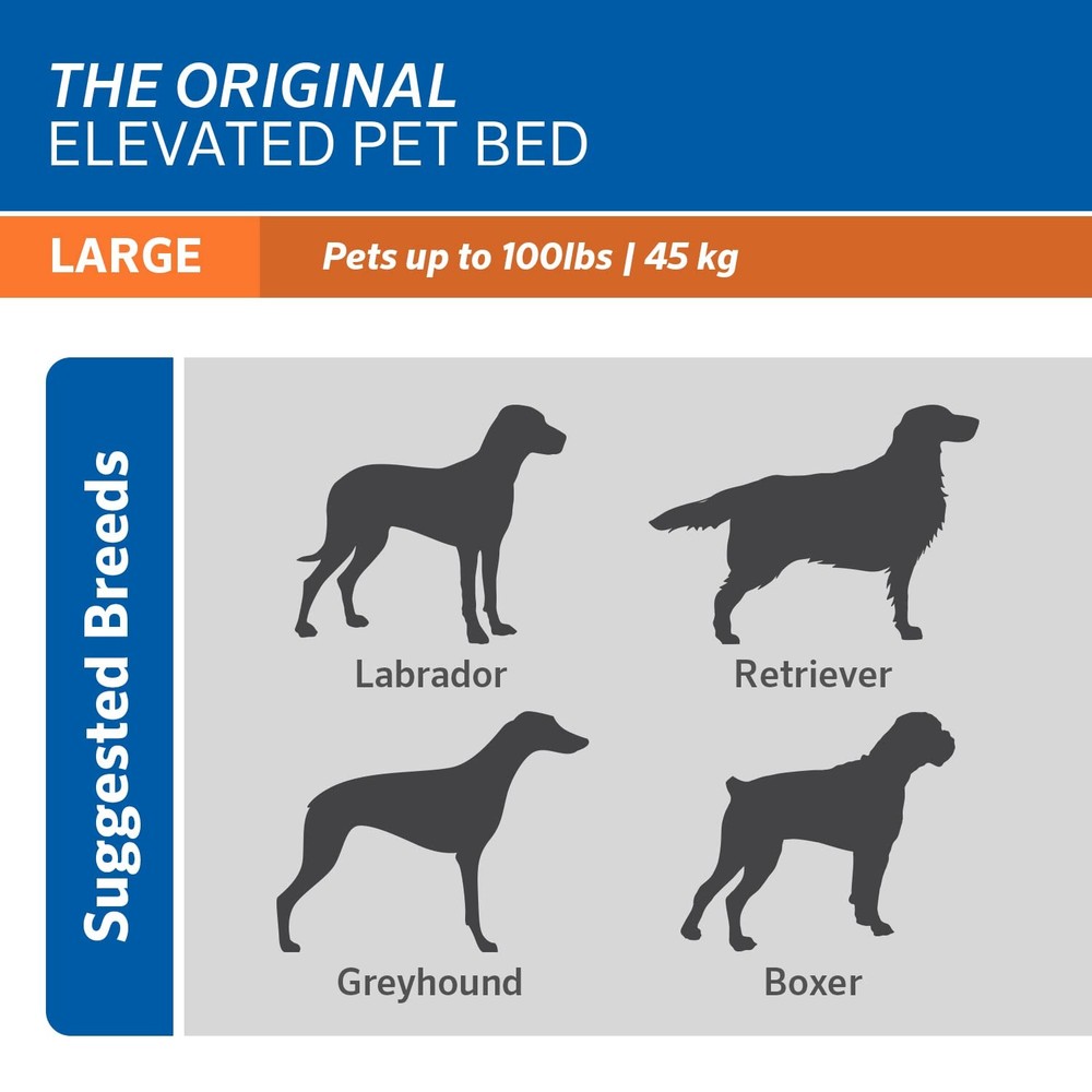 Coolaroo Original Elevated Dog Bed - Breathable Large, Gunmetal