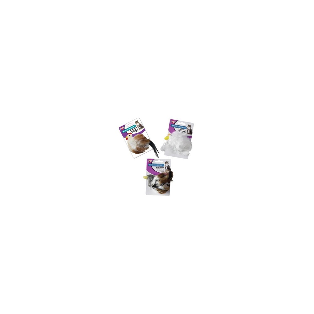 Spot 2829 Bird Cat Toy, Assorted - Quantity 3
