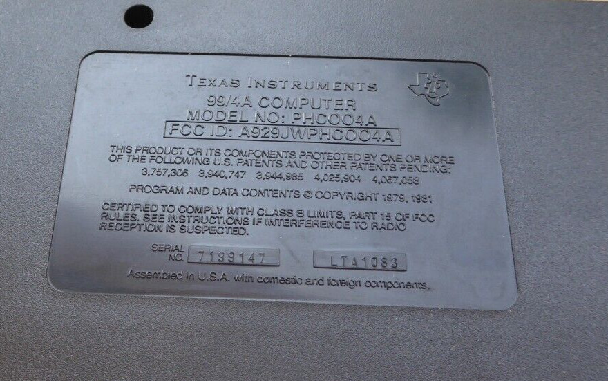 Texas Instruments TI-99/4a Computer Console Vintage In Original Box With Manuals