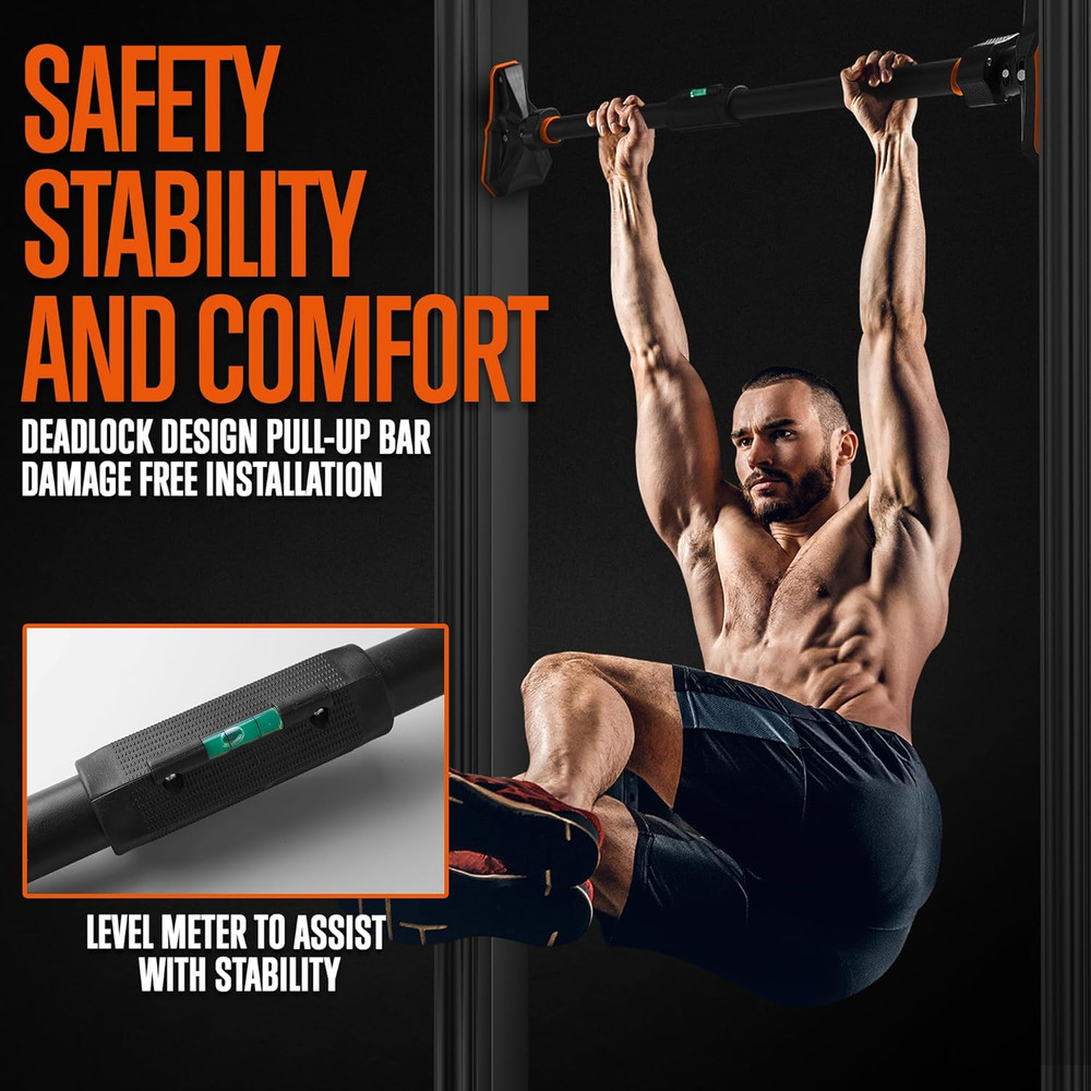 Adjustable Pull-Up & Chin-Up Bar - Door Frame Pullup & Doorway No-Screw, No-Dama