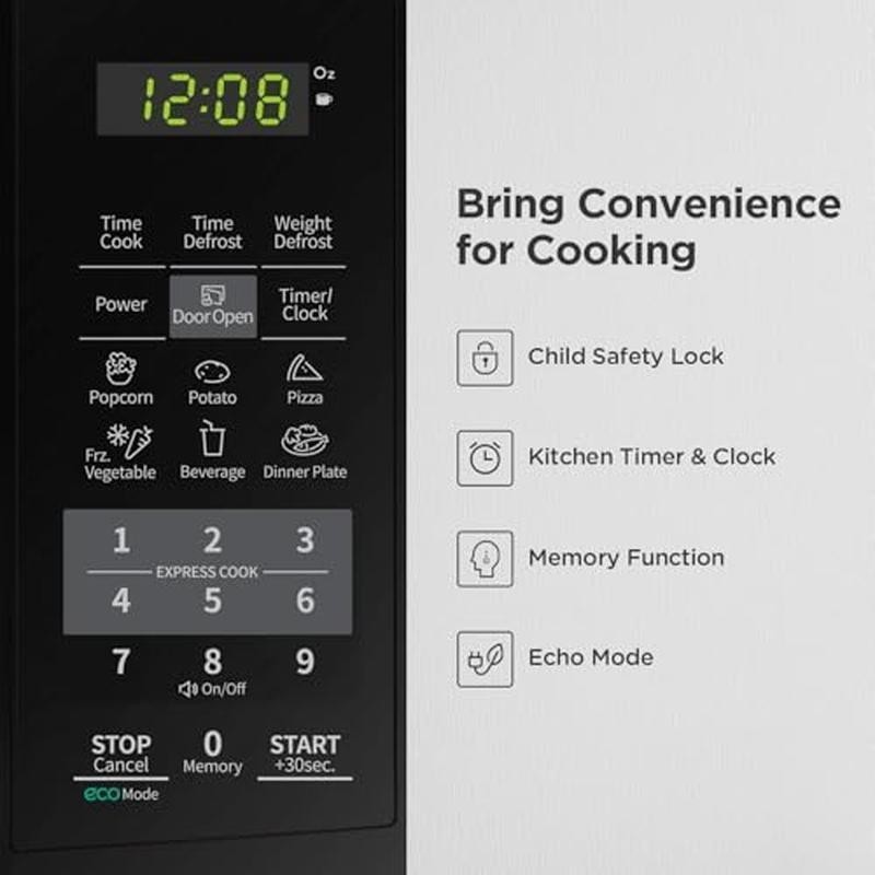 Countertop Microwave Oven W/ Eco Mode Mute Function One-Touch Controls New