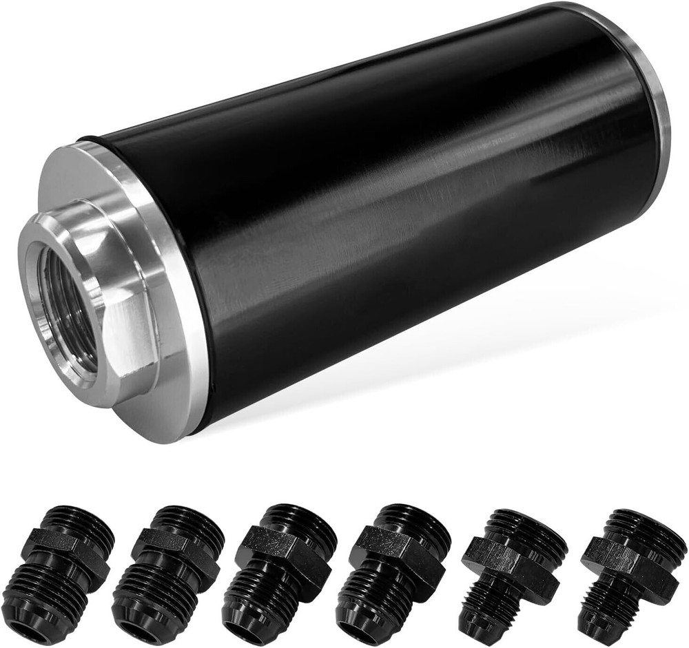 High Flow 100 Micron Inline Fuel Filter Cleanable AN6 AN8 AN10 Adapter Fitting