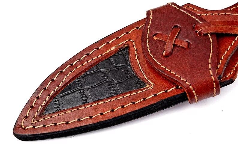 LEATHER KNIFE SHEATH ENGRAVED CUSTOM HANDMADE FIXED BLADE KNIFE HOLSTER