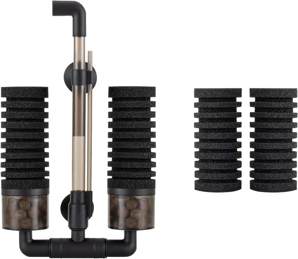 hygger Aquarium Double Sponge Filter with Pump Bio Media + 2X Sponge replacement