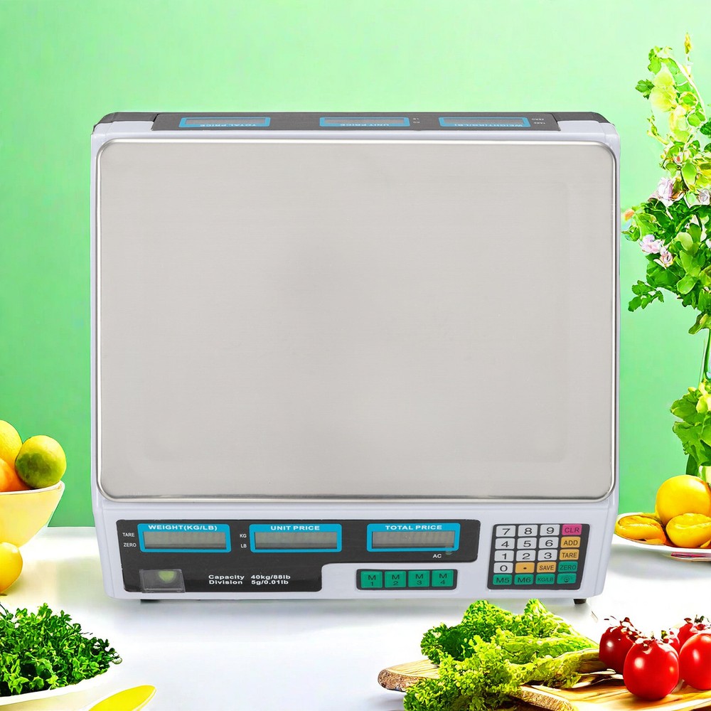 Digital Tabletop Scale - Commercial Postal, 40kg/88lbs Capacity, Switch & White