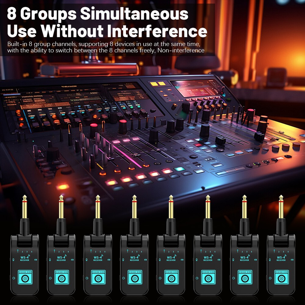 2.4GHz Wireless Guitar System Transmitter Receiver Rechargeable LED Display 40m*