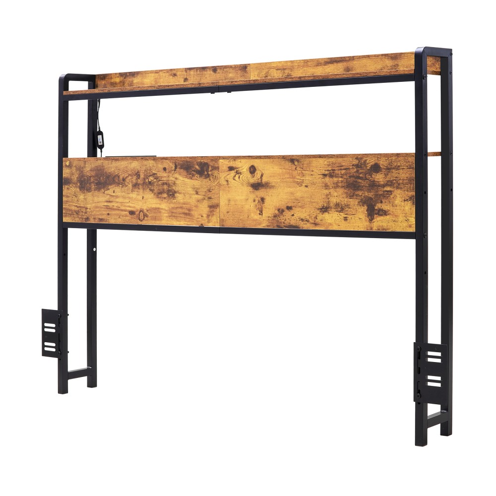Headboard for Full Size Bed with Charging Station and LED Light