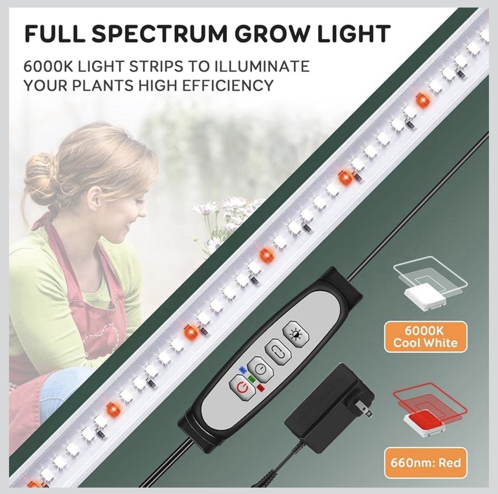 6 Pack 16” LED glow Light Strips Full Spectrum Timer Dimmable Indoor Plant Shelf