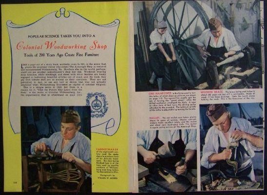 Colonial Williamsburg Woodworking Tools 1945 pictorial