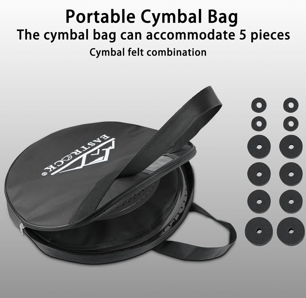 Silent Cymbal Set: 5-Piece Drum Pack for Practice & Performance - Black Finish