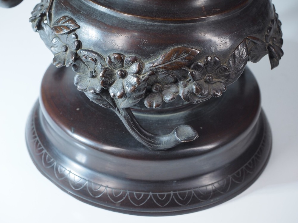 Large Antique Bronze Chinese incense burner censor, 21" tall signed