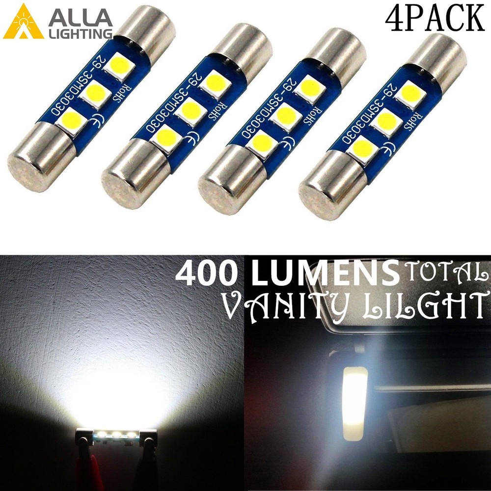 Alla Lighting 4x White LED Sun Visor Vanity Mirror Light Bulbs Lamps 6612F 6614F
