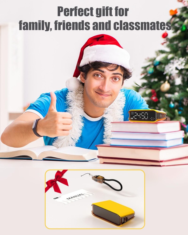 Small Digital Alarm Clock Adjustable Brightness Pomodoro Timer Heavy Sleeper