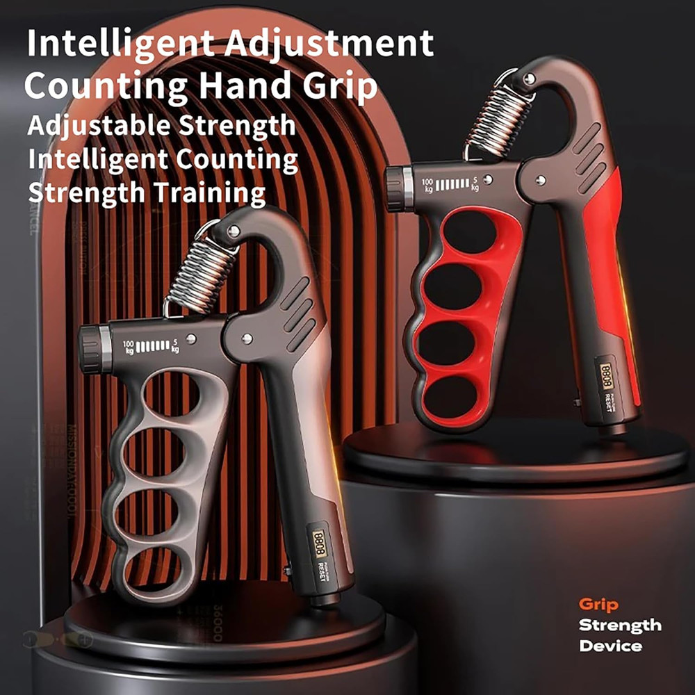 Adjustable Grip Strength Trainer with Counter, Ergonomic Design, 11-220Lbs