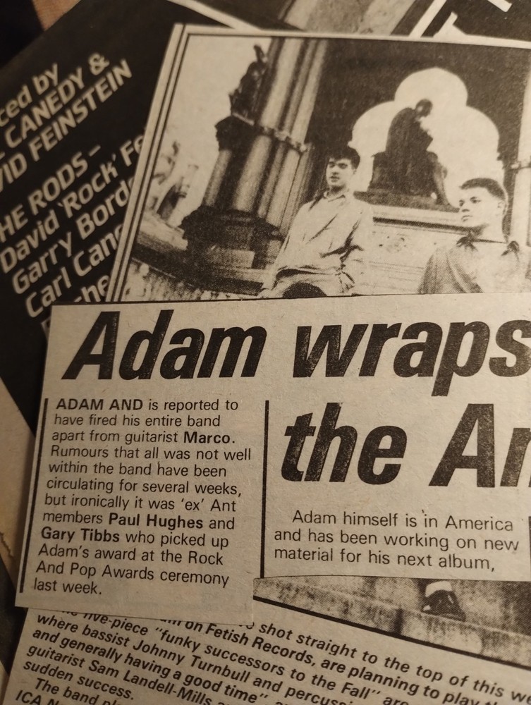 Sk229 Ephemera 1982 Pop article Adam Ant