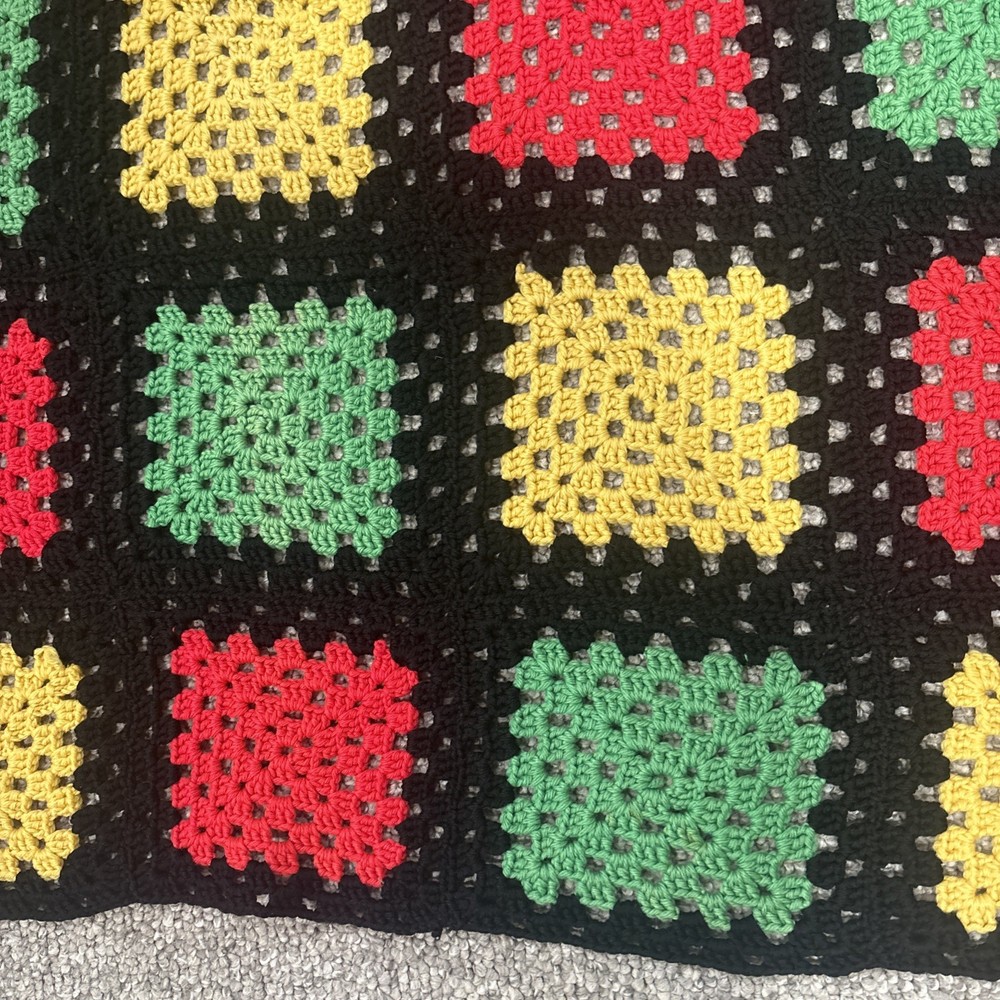 Granny Square Crochet Blanket Patchwork Quilt 64 X 48