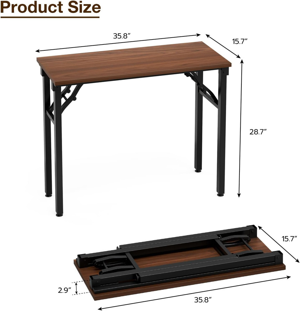 Small Computer Desk Folding Table - 35.8" Foldable Office Desk, No Assembly