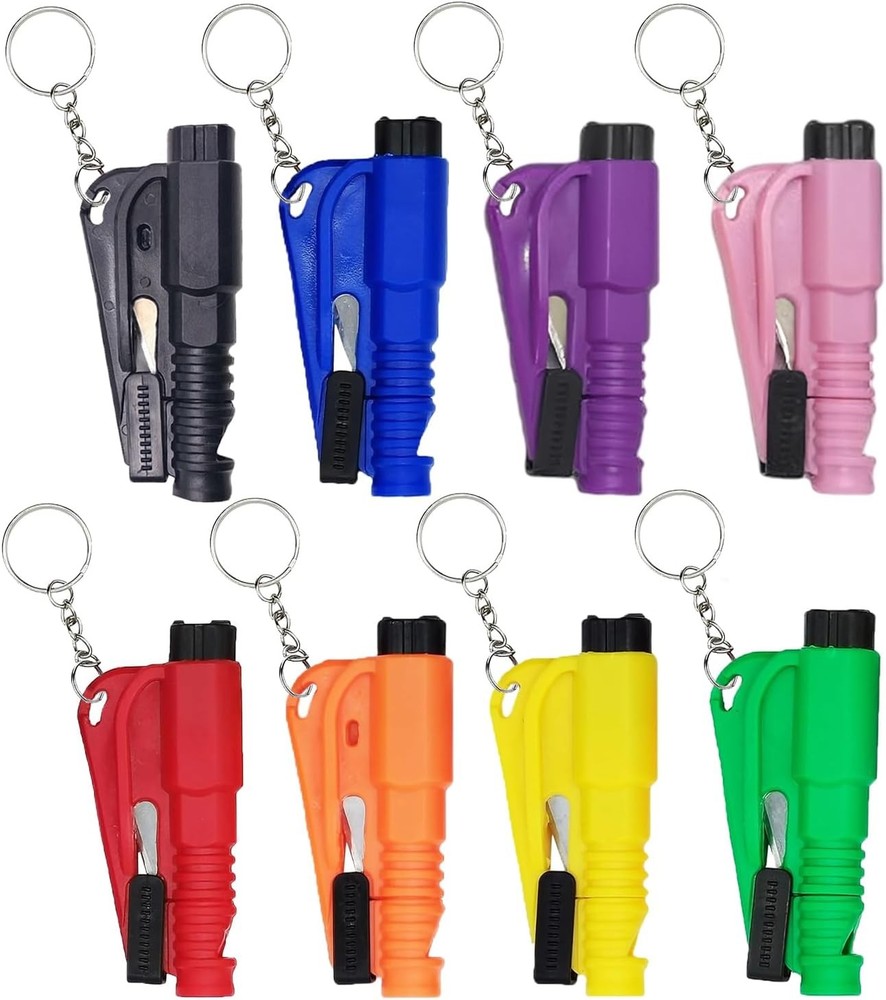 8-Piece Car Window Breaker Keychain Set