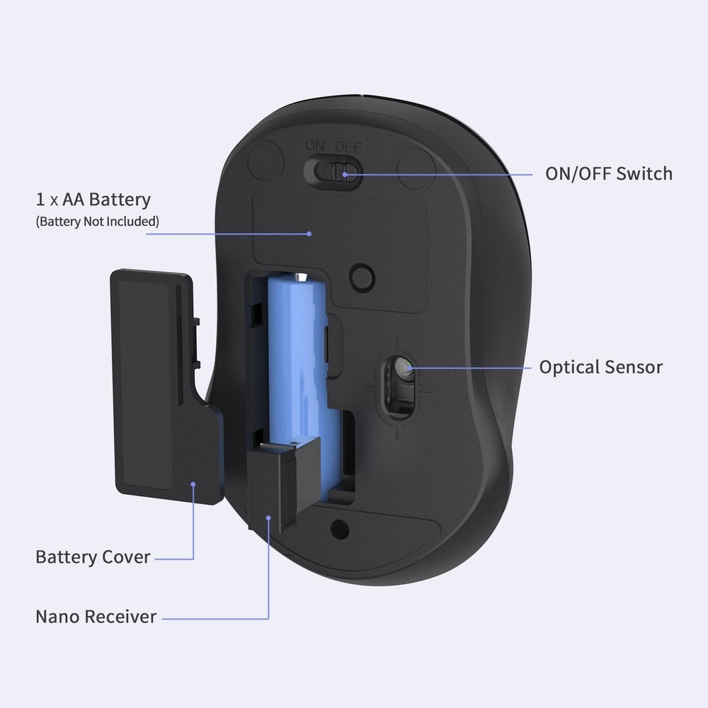 LeadsaiL Wireless Slim Cordless Mouse, 2.4G USB Optical Mouse with 4 Buttons,...