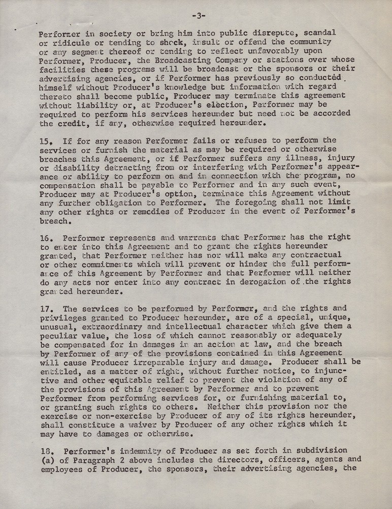 BUDDY HACKETT - ANNOTATED CONTRACT MULTI-SIGNED 12/19/1960
