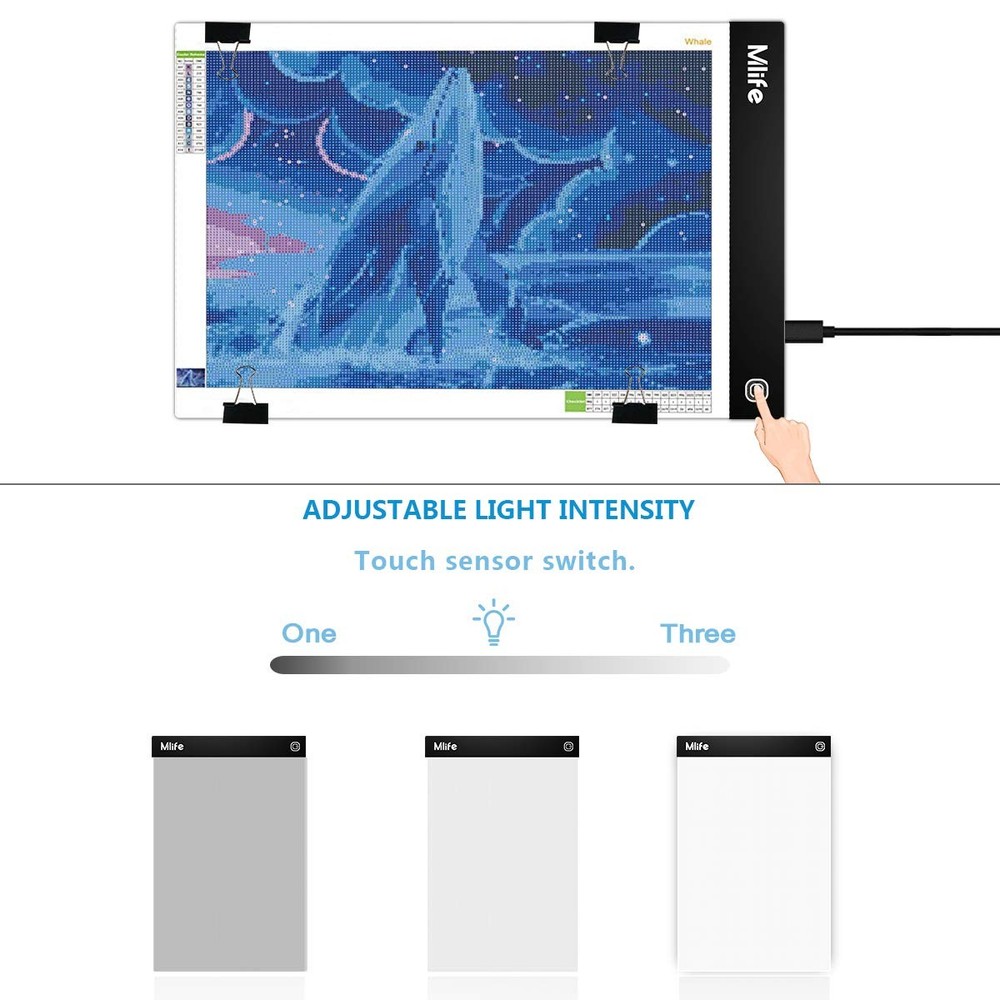 Mlife A4 LED Light Pad - Diamond Art Box Tracing Board A4, White