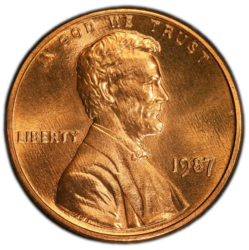 1987 P Mint State Lincoln Memorial Cent 1C
