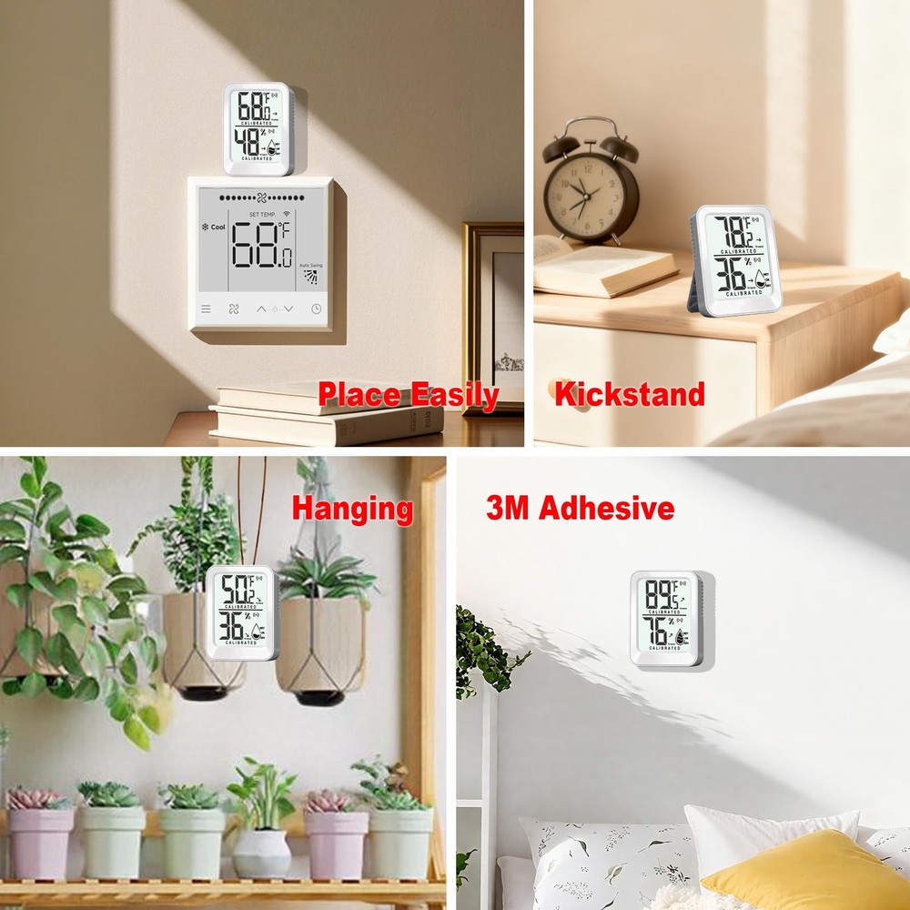 AyayaBoss 3 Pack Room Mini Temperature Humidity Meter 3 - White