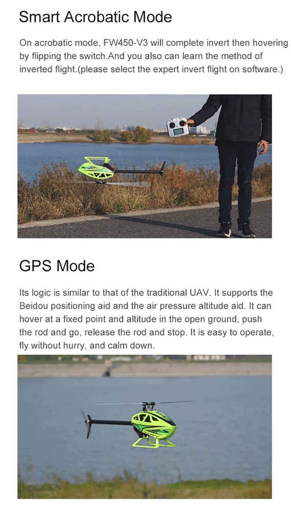 Fly Wing FW450L V3 6CH GPS 3D Hovering H1 Flight Control RC RTF/BNF Helicopter