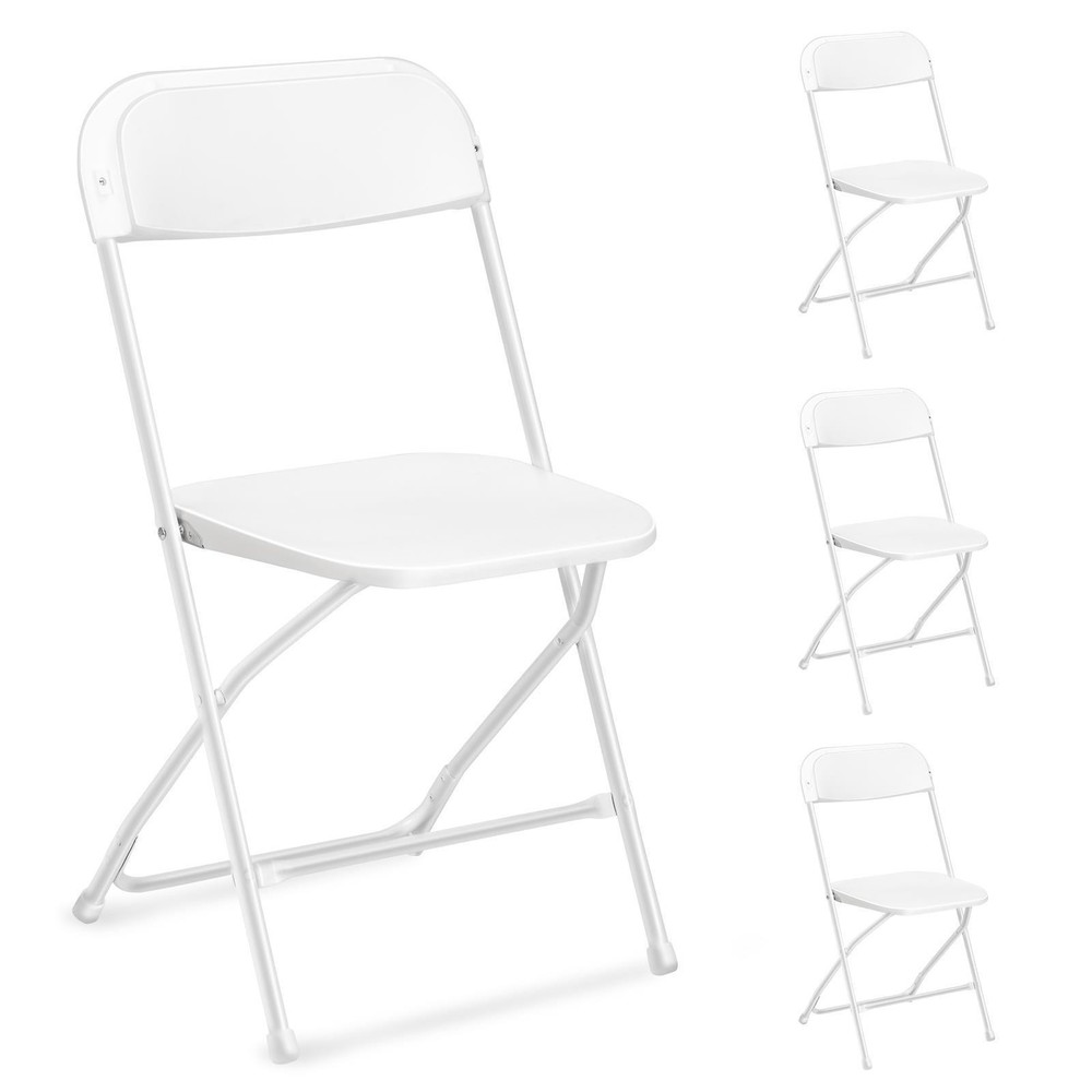 16 Pack Plastic Folding Chairs Stackable Commercial Seat with Steel Frame