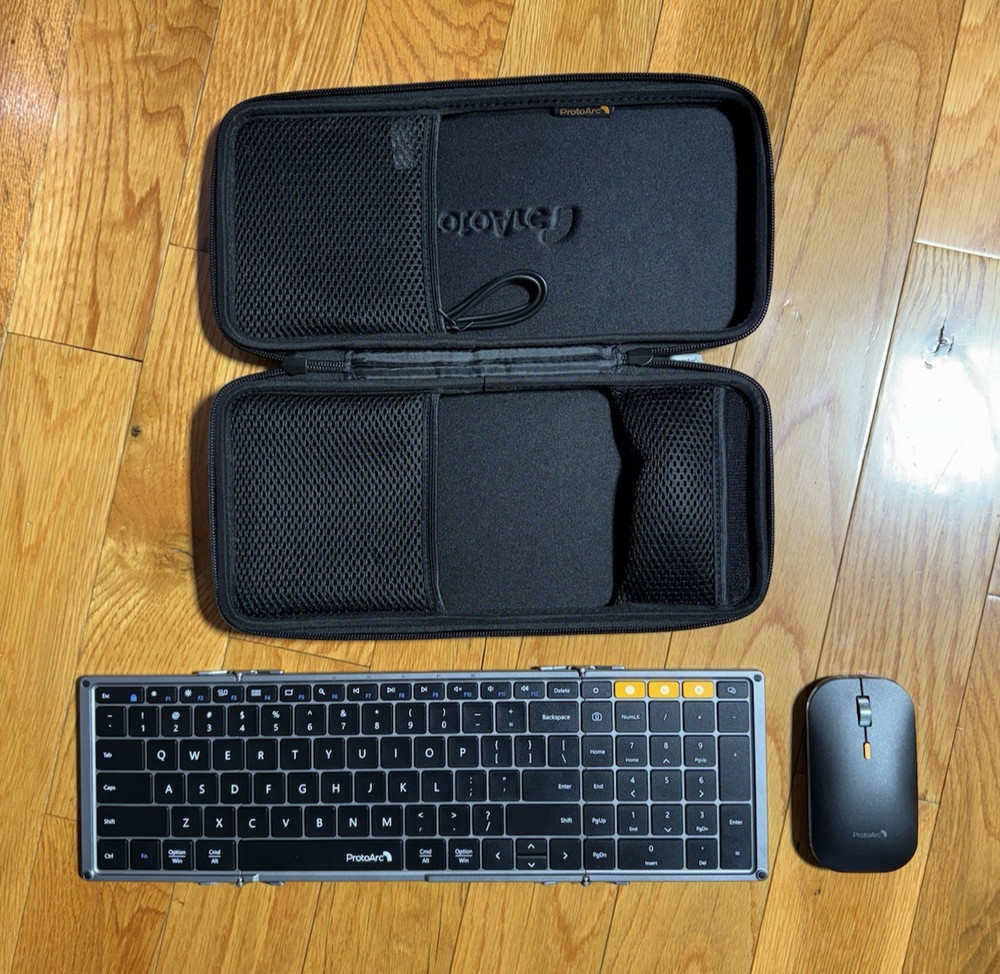 ProtoArc Foldable Keyboard and Mouse XKM01 True Full-Size Folding Keyboard Mo...