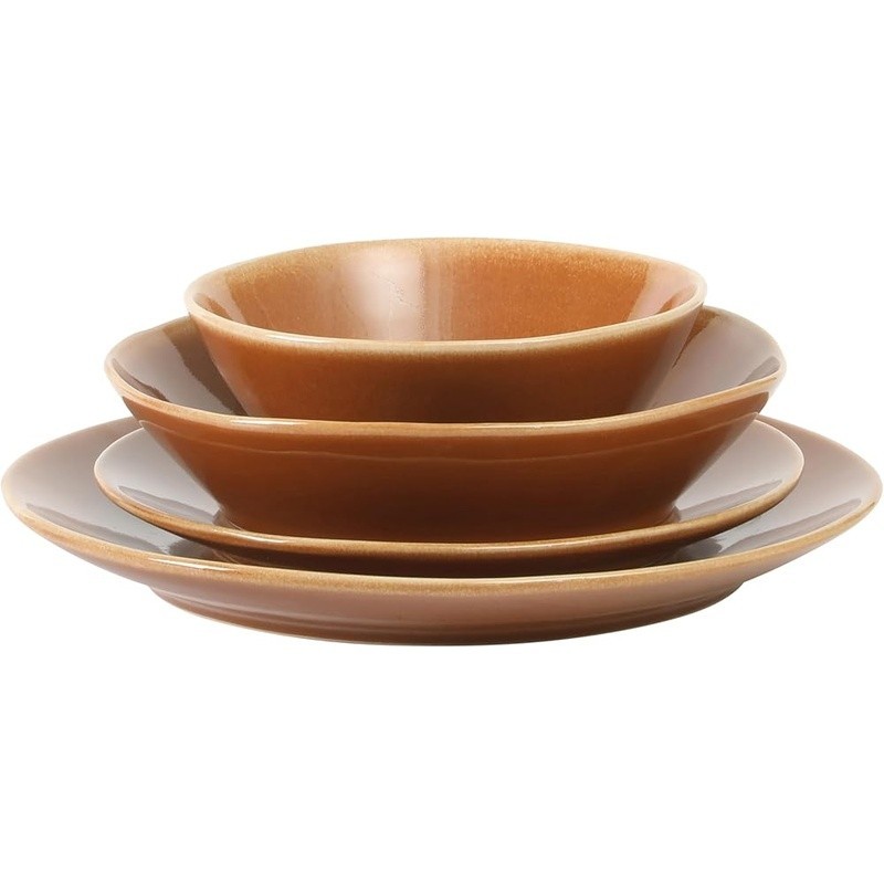 Eco-Friendly Terracotta Dinnerware Set Service 4 Stackable Plates Bowls New