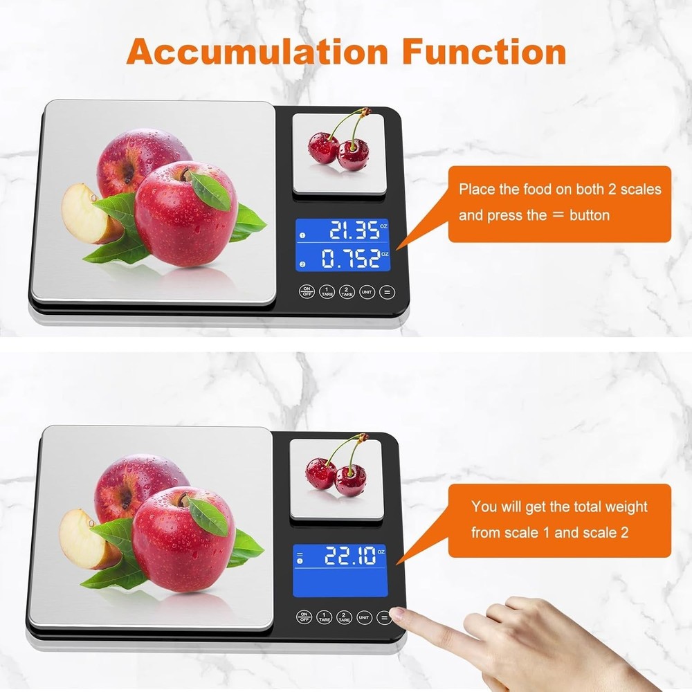 Versatile 7-Unit Kitchen Scale - Tare Function, LCD Display, 33lbs Capacity