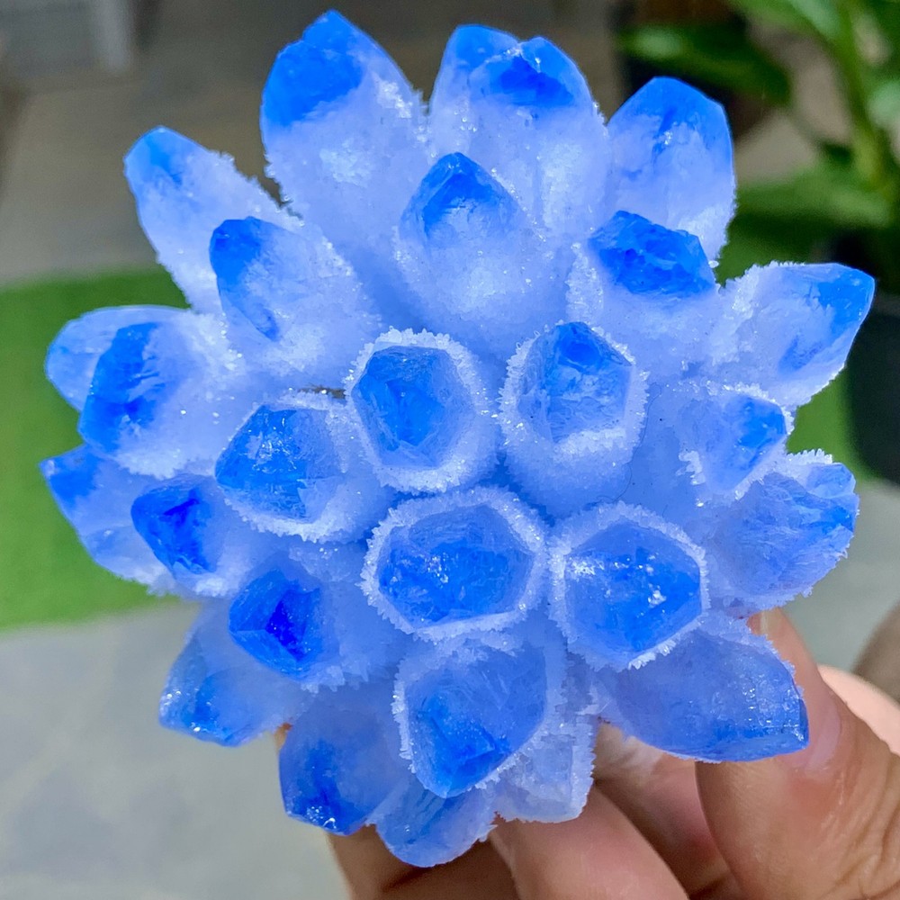 362G New Find BLUE PhantomQuartz Crystal Cluster MineralSpecimen
