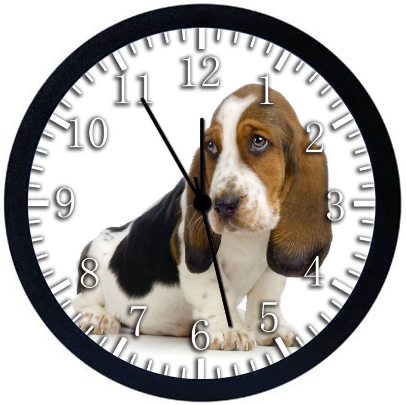 Basset Hound Black Frame Wall Clock F38