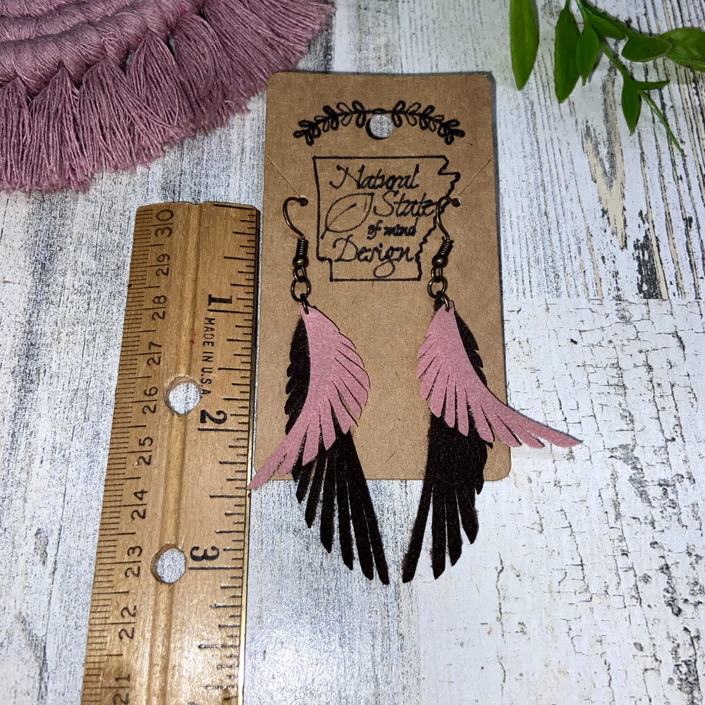 Handmade Boho Felt Feather Dangle Earrings